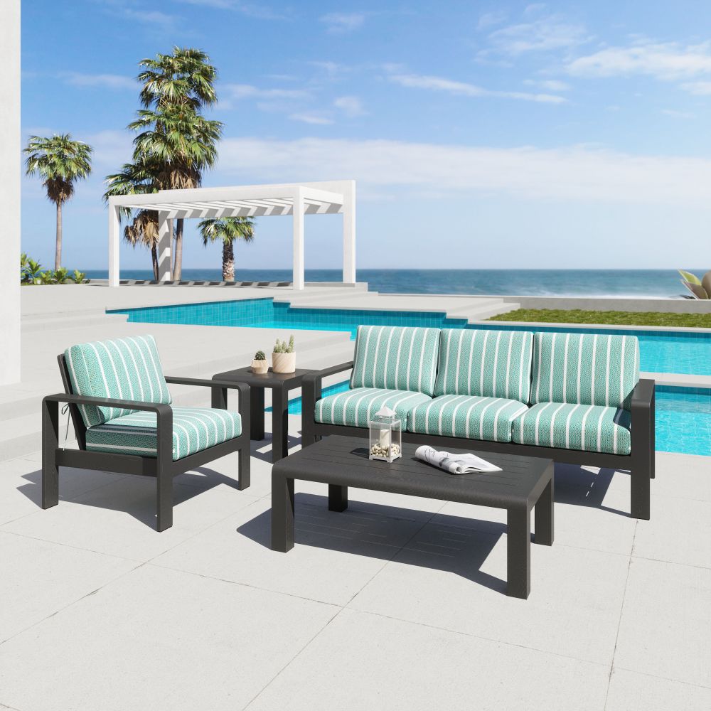 Zuo Modern Rolig Aluminum Black Outdoor Coffee Table