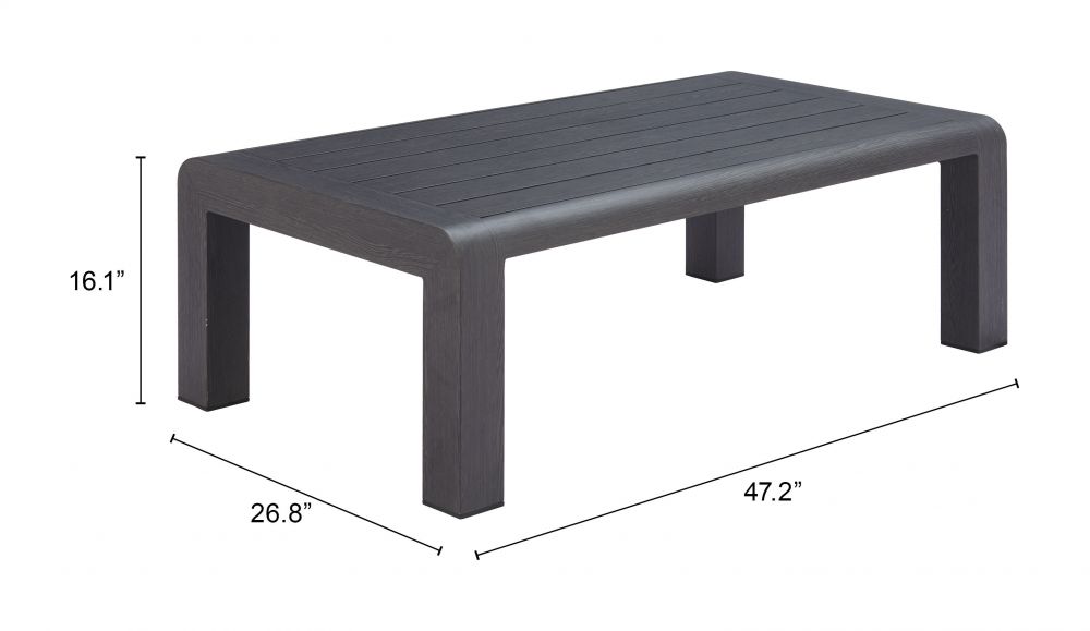 Zuo Modern Rolig Aluminum Black Outdoor Coffee Table