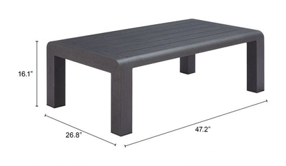 Zuo Modern Rolig Aluminum Black Outdoor Coffee Table