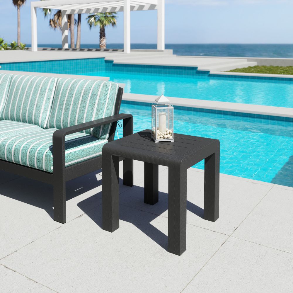 Rolig Aluminum Black Outdoor Side Table