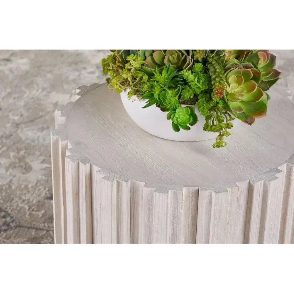Essentials For Living Roma Reclaimed Drum End Table Solid Wood
