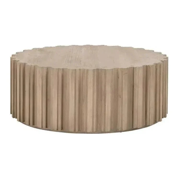 Essentials For Living Roma Round Drum Coffee Table Reclaimed Solid Wood