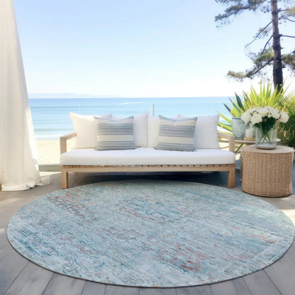 LOOMLAN Rugs Rosantha Blue Washable Indoor-Outdoor Rug
