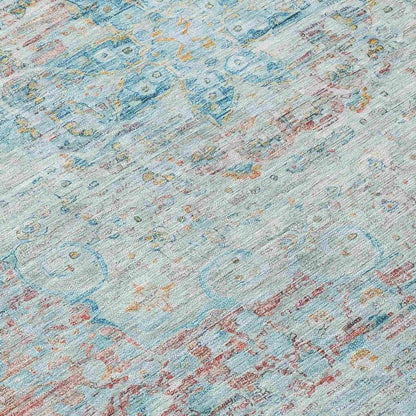 LOOMLAN Rugs Rosantha Blue Washable Indoor-Outdoor Rug