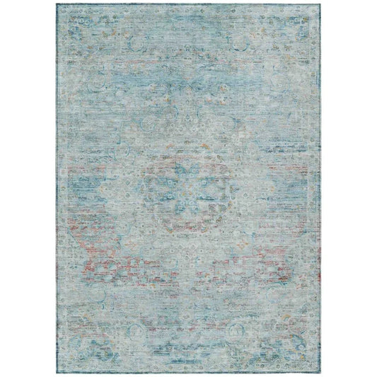 LOOMLAN Rugs Rosantha Blue Washable Indoor-Outdoor Rug