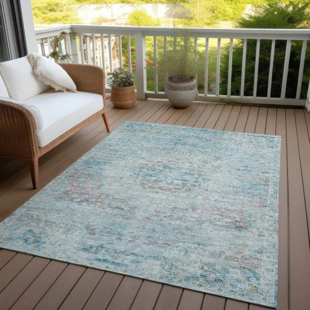 LOOMLAN Rugs Rosantha Blue Washable Indoor-Outdoor Rug
