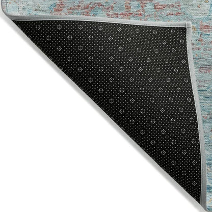 LOOMLAN Rugs Rosantha Blue Washable Indoor-Outdoor Rug