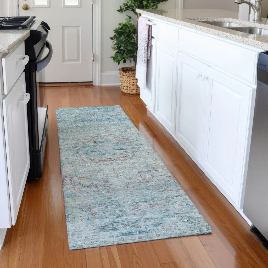 LOOMLAN Rugs Rosantha Blue Washable Indoor-Outdoor Rug