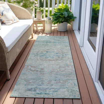 LOOMLAN Rugs Rosantha Blue Washable Indoor-Outdoor Rug