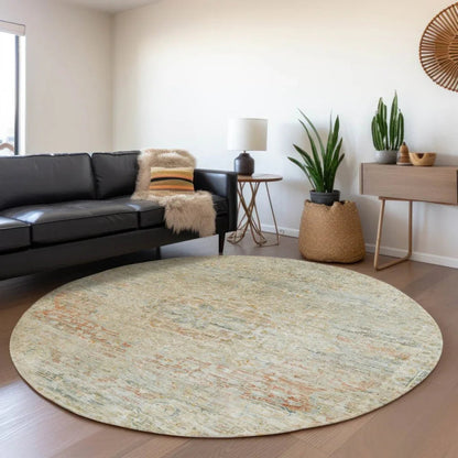 LOOMLAN Rugs Rosantha Tan Washable Indoor-Outdoor Rug