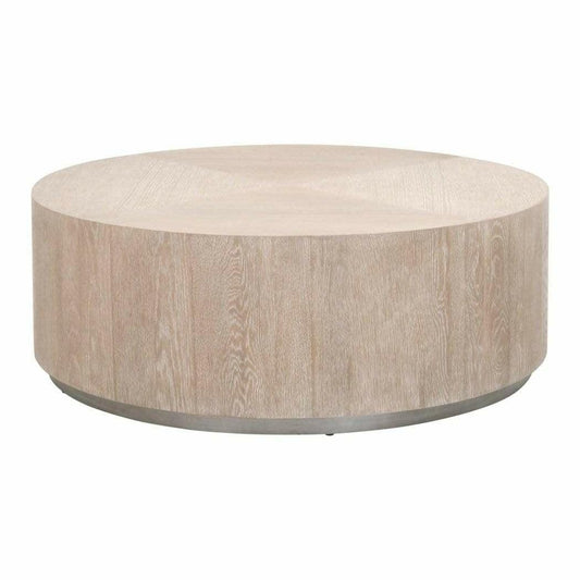 Roto Large Round Coffee Table Natural Oak and Silver Coffee Tables Sideboards and Things By Essentials For Living