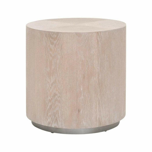 Roto Large Round Side Table Natural Oak and Silver Side Tables Sideboards and Things By Essentials For Living