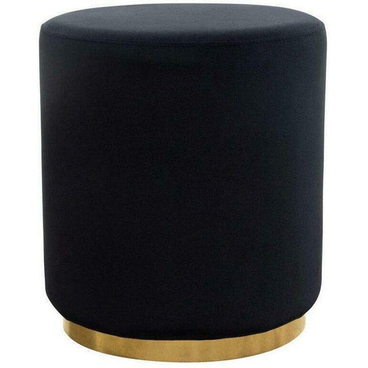 Round Accent Ottoman Black Velvet Gold Metal Band Accent Ottomans Sideboards and Things  By Diamond Sofa