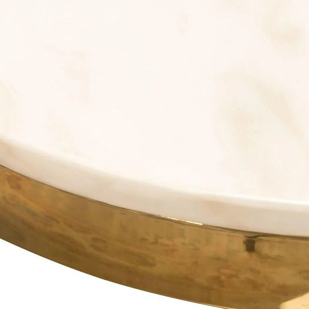 Round Accent Table with White Marble Top and Gold Finished Base Side Tables LOOMLAN By Diamond Sofa