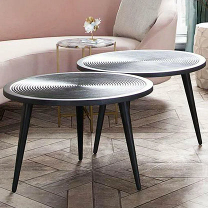 Round Cocktail Table Wood Top in Black Finish & Iron Legs Coffee Tables Sideboards and Things  By Diamond Sofa