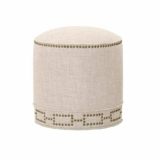 Round Marlow Ottoman Bisque French Linen Ottomans Sideboards and Things By Essentials For Living