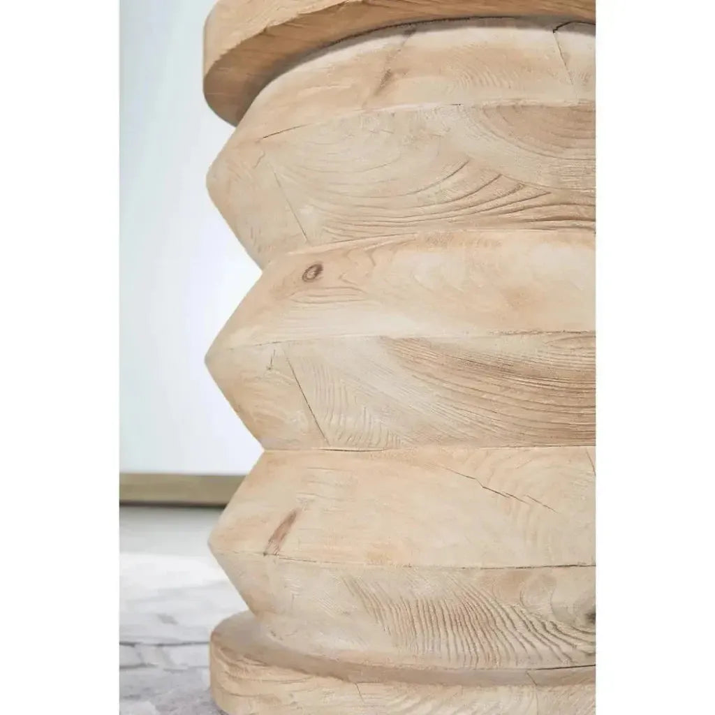 Essentials For Living Round Pier Accent Table Reclaimed Pine Wood