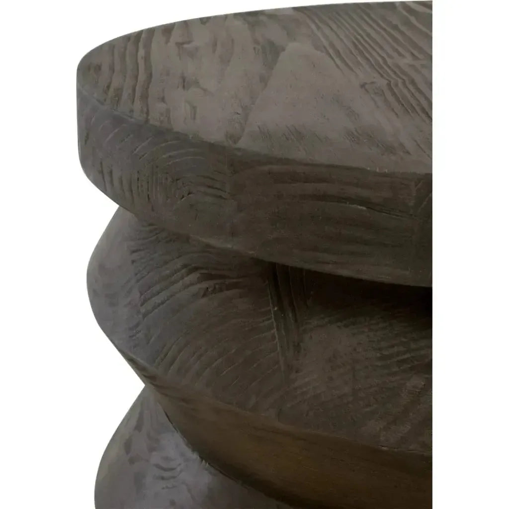 Essentials For Living Round Pier Accent Table Reclaimed Pine Wood