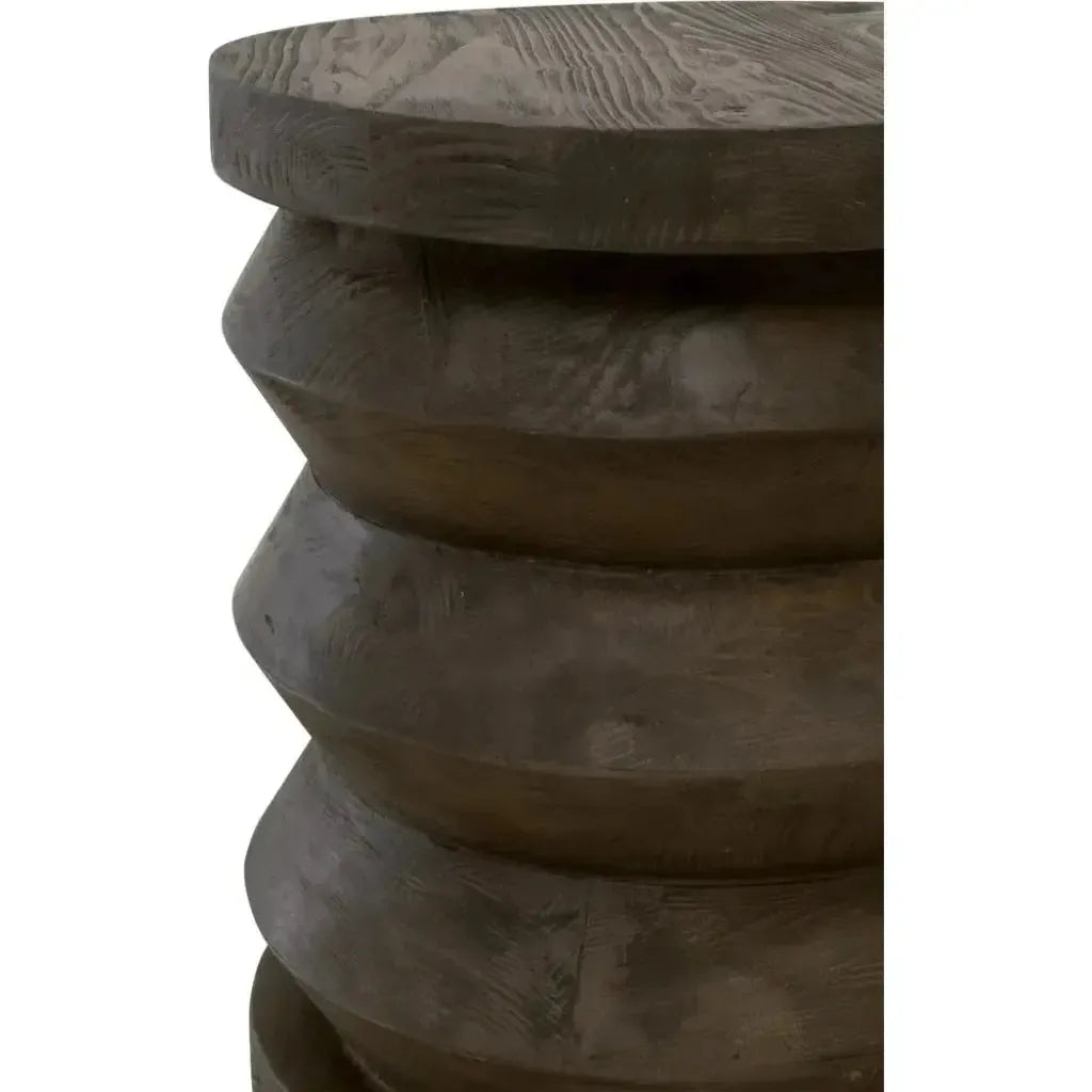 Essentials For Living Round Pier Accent Table Reclaimed Pine Wood