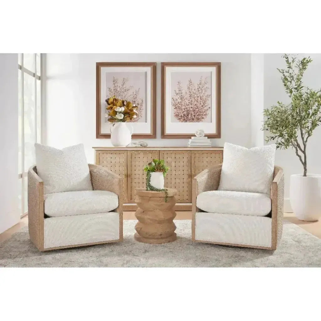 Essentials For Living Round Pier Accent Table Reclaimed Pine Wood