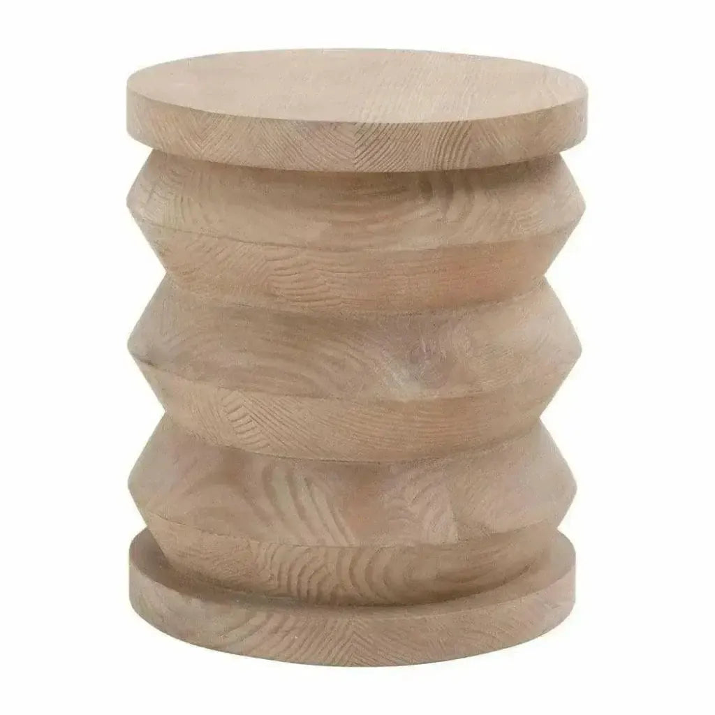 Essentials For Living Round Pier Accent Table Reclaimed Pine Wood
