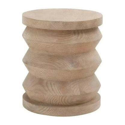 Essentials For Living Round Pier Accent Table Reclaimed Pine Wood