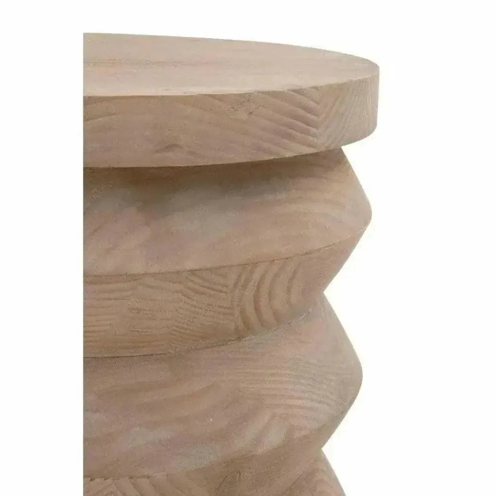 Essentials For Living Round Pier Accent Table Reclaimed Pine Wood