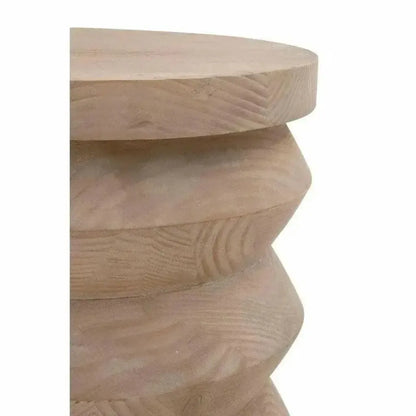 Essentials For Living Round Pier Accent Table Reclaimed Pine Wood