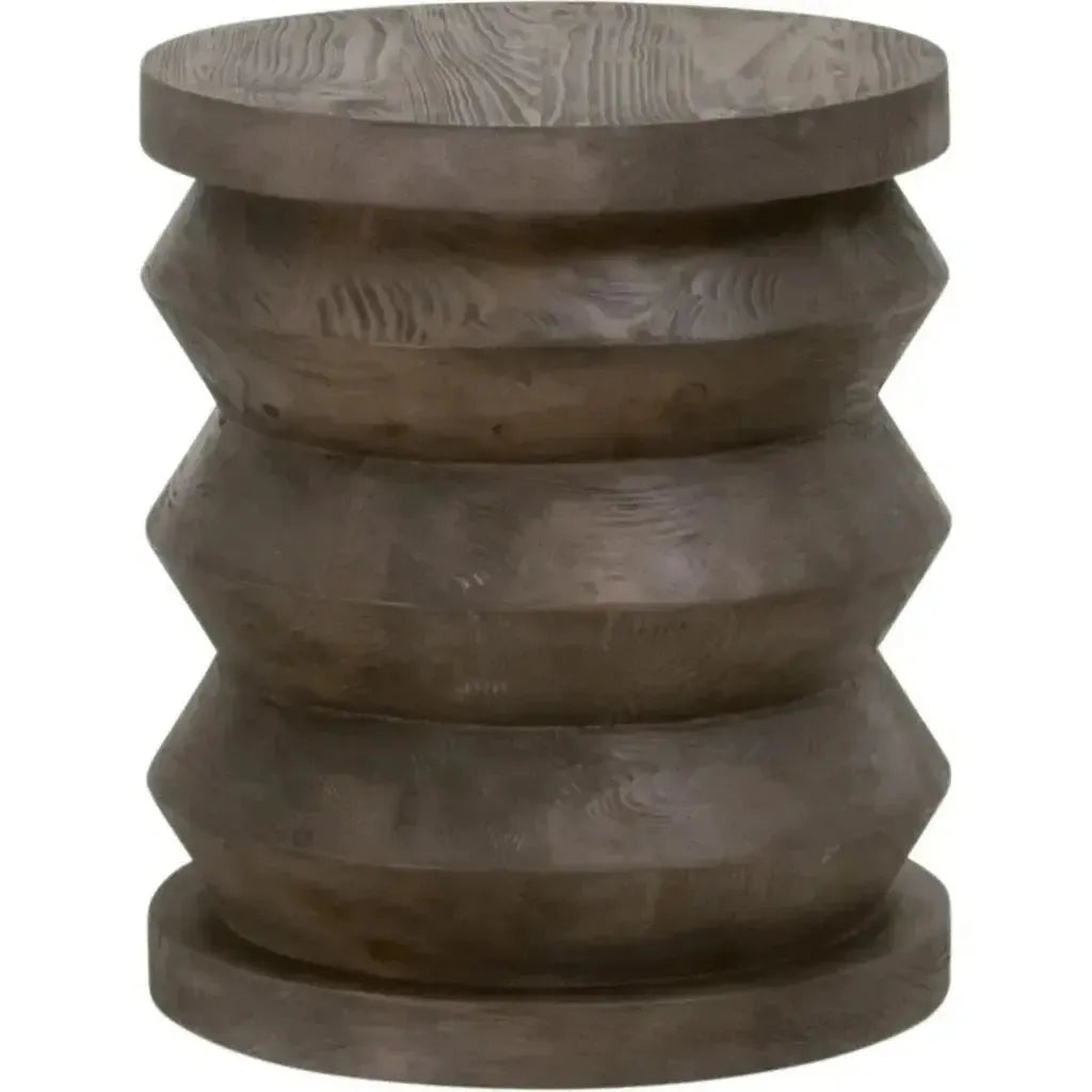 Essentials For Living Round Pier Accent Table Reclaimed Pine Wood
