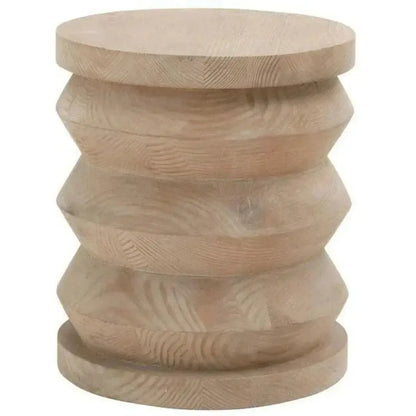 Essentials For Living Round Pier Accent Table Reclaimed Pine Wood