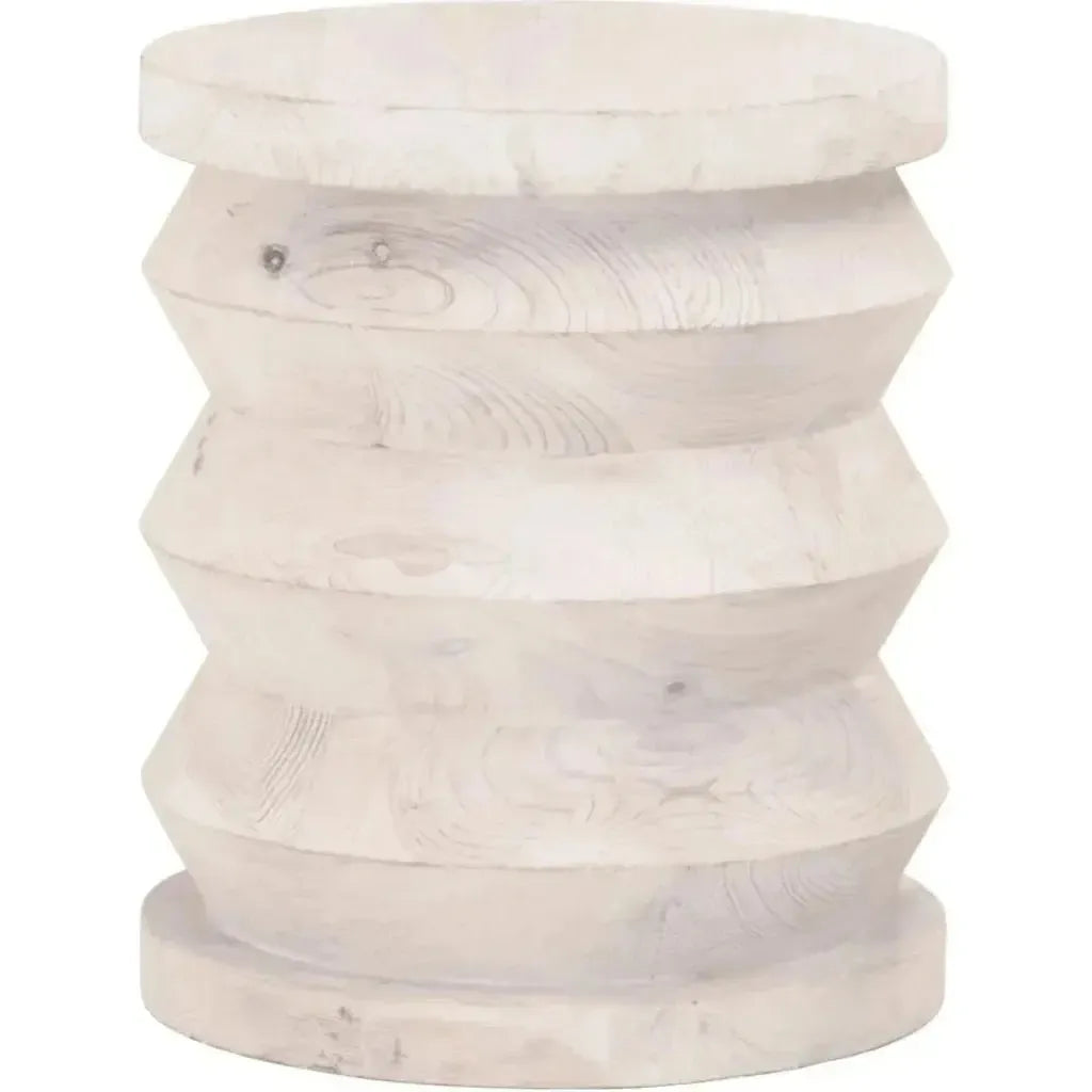 Essentials For Living Round Pier Accent Table Reclaimed Pine Wood