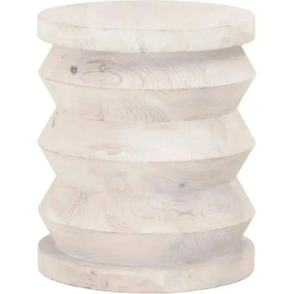 Essentials For Living Round Pier Accent Table Reclaimed Pine Wood