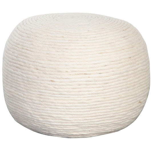 Round Pouf in White Dyed Natural Wool-Poufs and Stools-Diamond Sofa-Sideboards and Things 