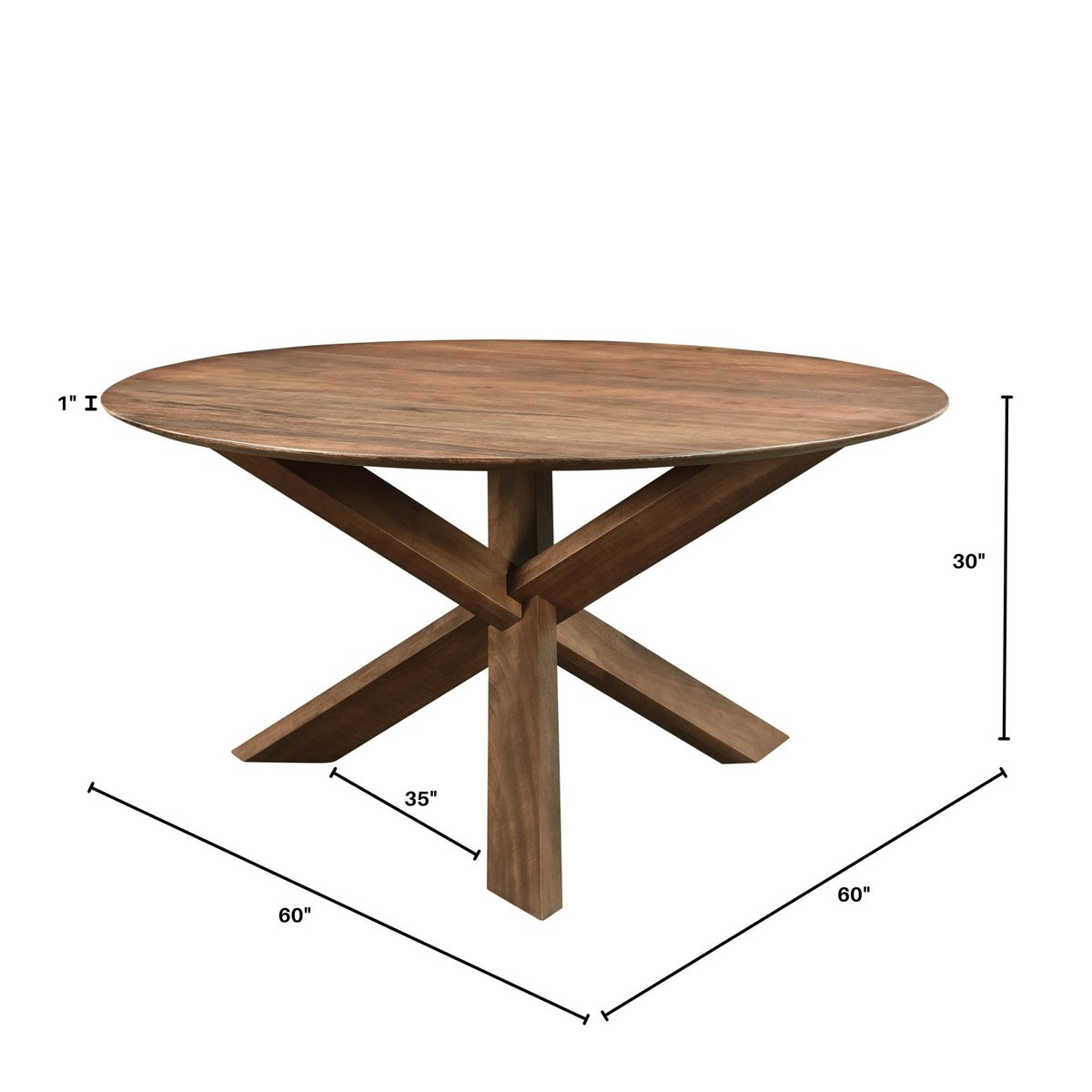 LH Home Round Three Legged Wooden Dining Table