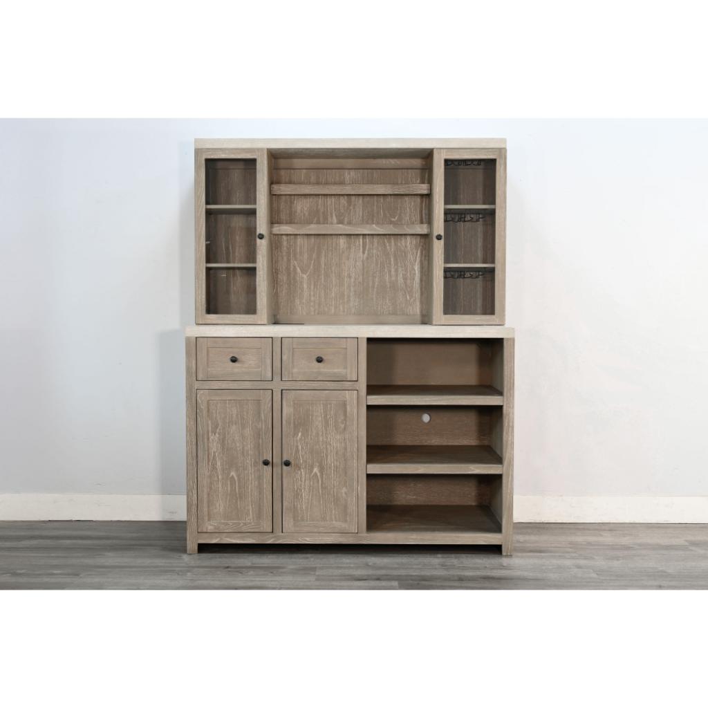 Sunny D Rowan Wood Bar Cabinet with Hutch