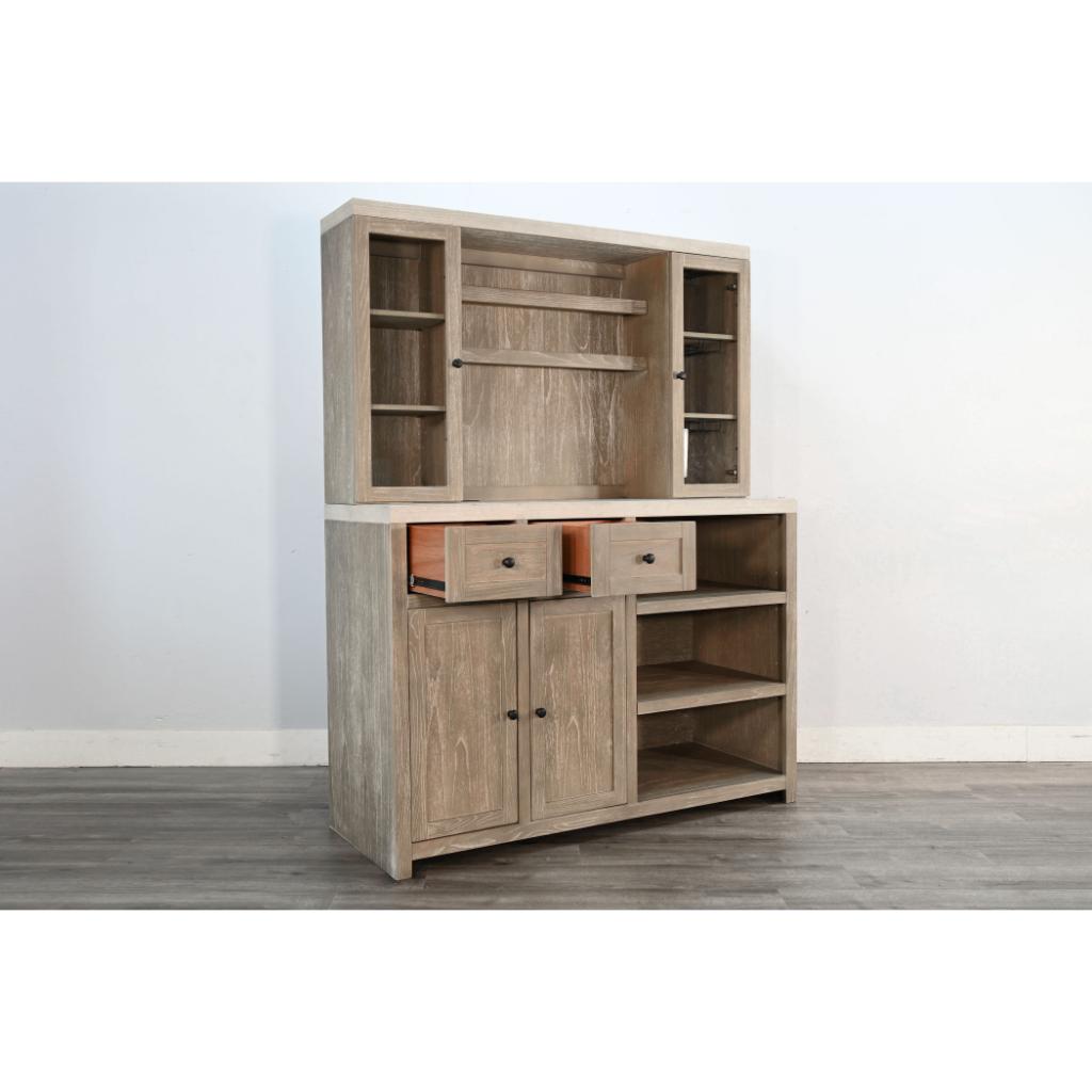 Sunny D Rowan Wood Bar Cabinet with Hutch
