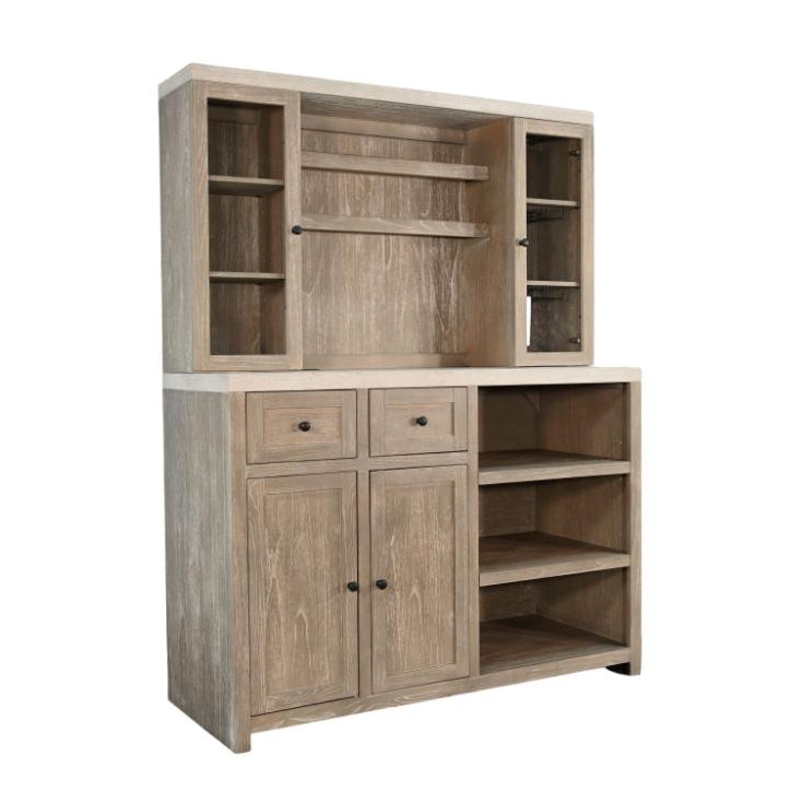 Sunny D Rowan Wood Bar Cabinet with Hutch