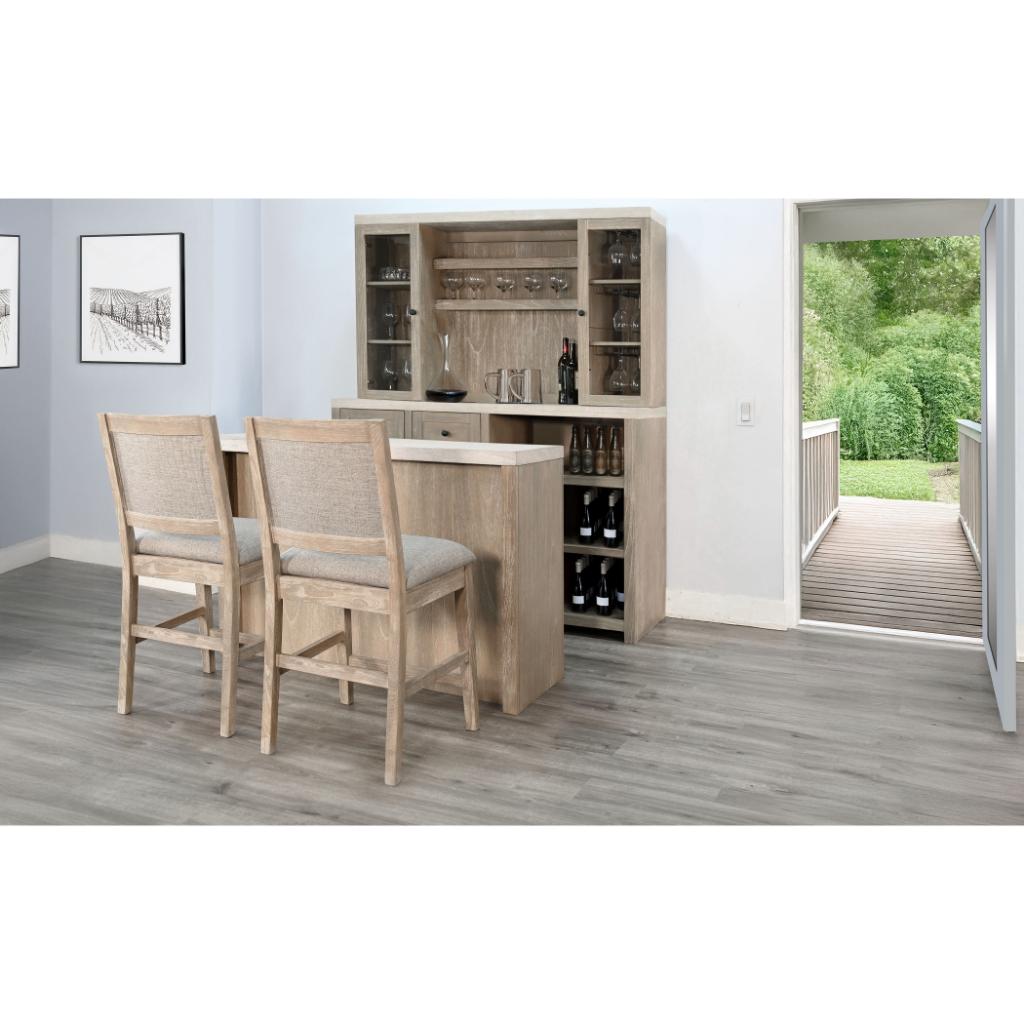 Sunny D Rowan Wood Bar Table With Built-In Rack
