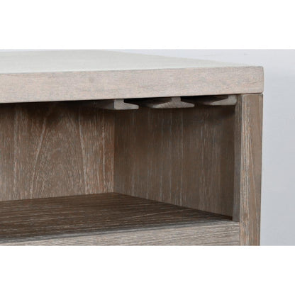 Sunny D Rowan Wood Bar Table With Built-In Rack