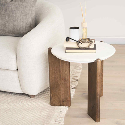 Mercana Rumer Marble Top Round Side Table
