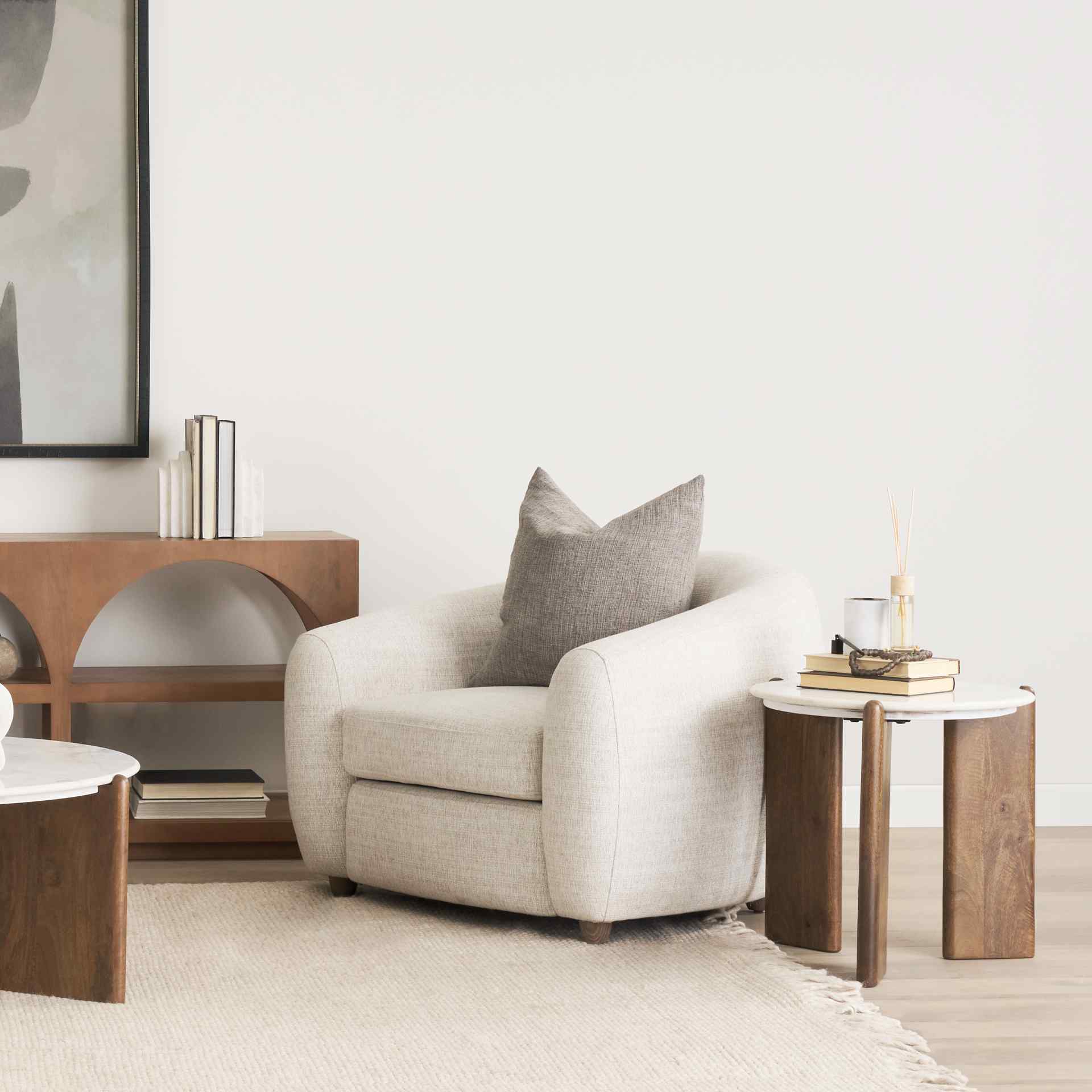Mercana Rumer Marble Top Round Side Table