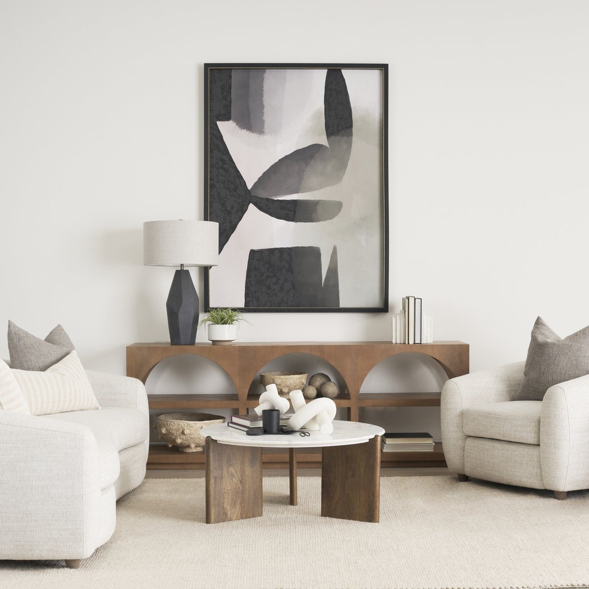 Mercana Rumer Marble Top Round Coffee Table