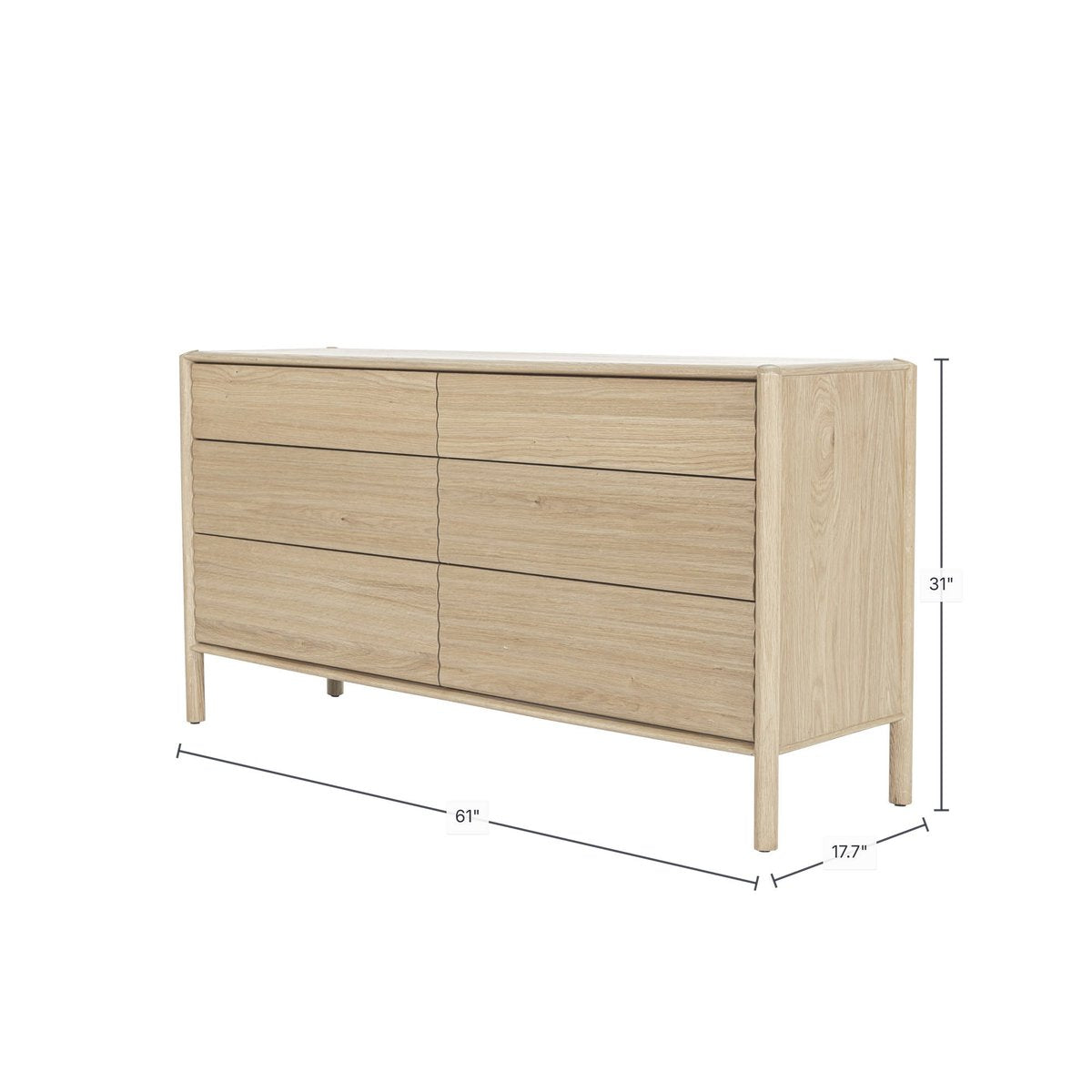 LH Home Runway Six Drawer Wood Dresser
