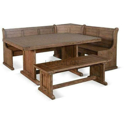 Rustic Breakfast Dining Nook Set With Corner and Side Benches Dining Table Sets Sideboards and Things By Sunny D