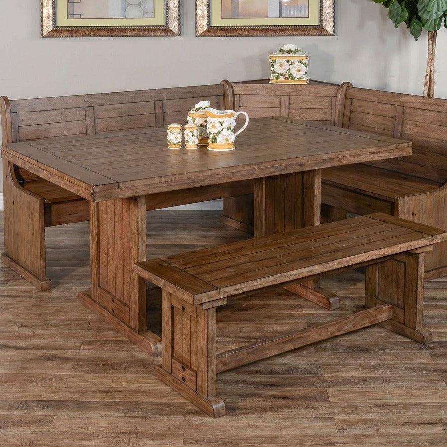 Rustic Breakfast Dining Nook Set With Corner and Side Benches Dining Table Sets Sideboards and Things By Sunny D