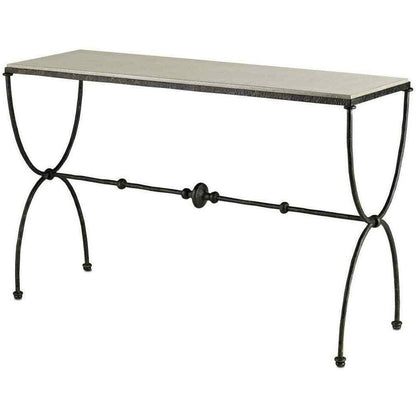Rustic Bronze Polished Concrete Agora Console Table Console Tables Sideboards and Things By Currey & Co