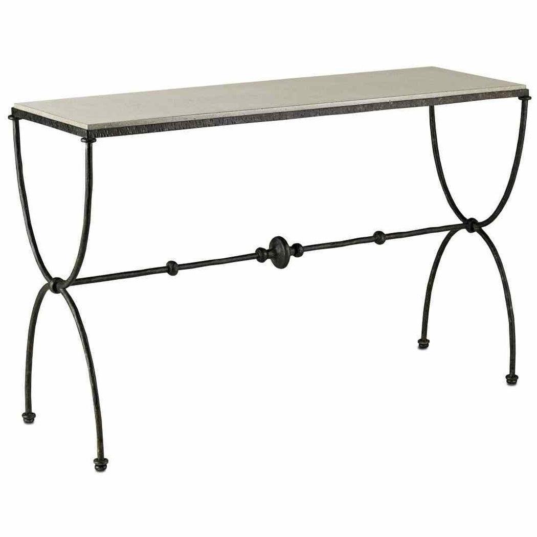 Rustic Bronze Polished Concrete Agora Console Table Console Tables Sideboards and Things By Currey & Co