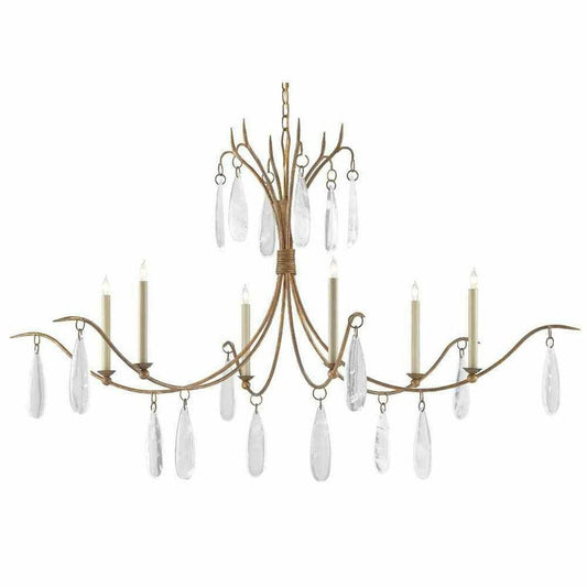 Rustic Gold Faux Rock Crystal Marshallia Chandelier Chandeliers Sideboards and Things By Currey & Co