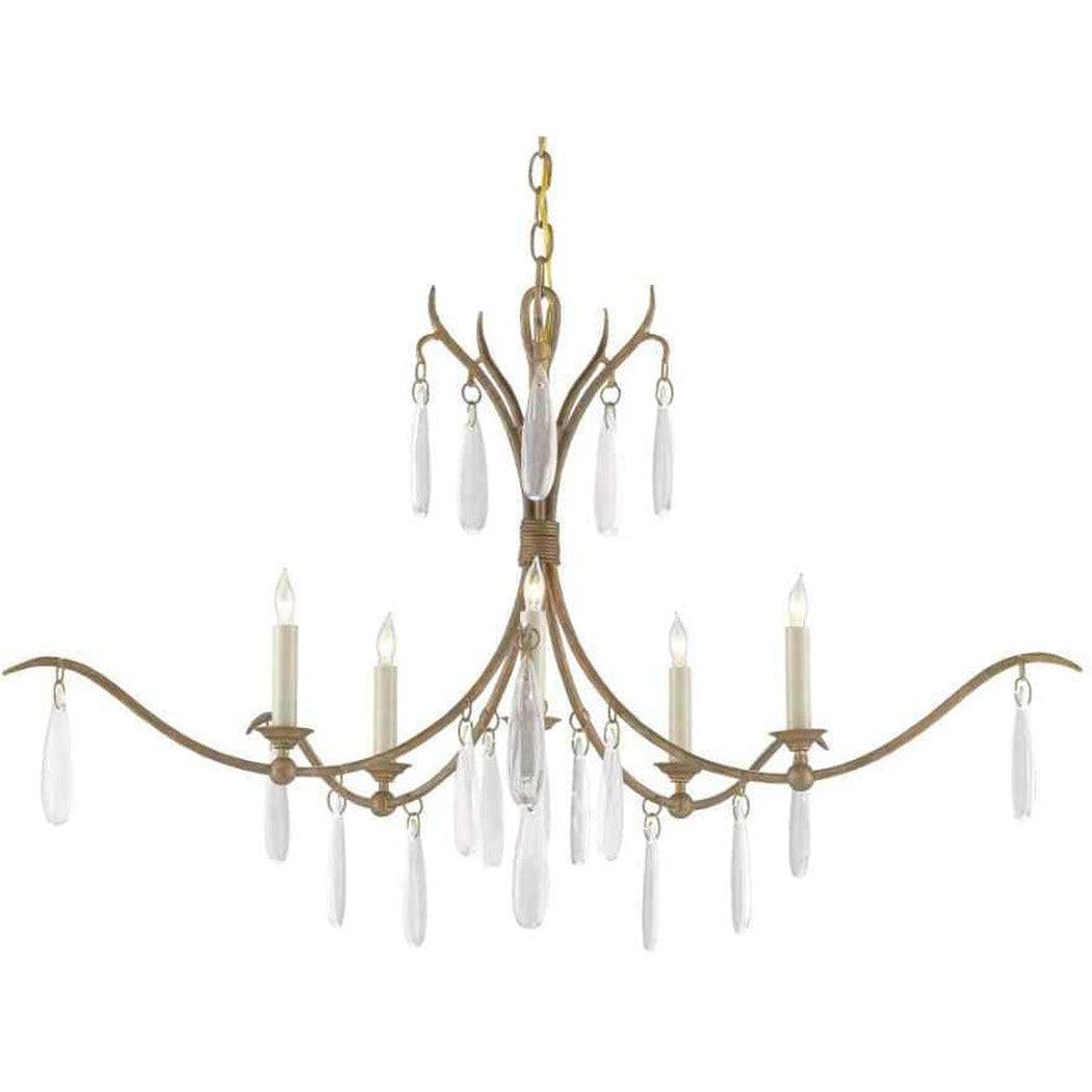 Rustic Gold Faux Rock Crystal Marshallia Small Chandelier Chandeliers Sideboards and Things By Currey & Co