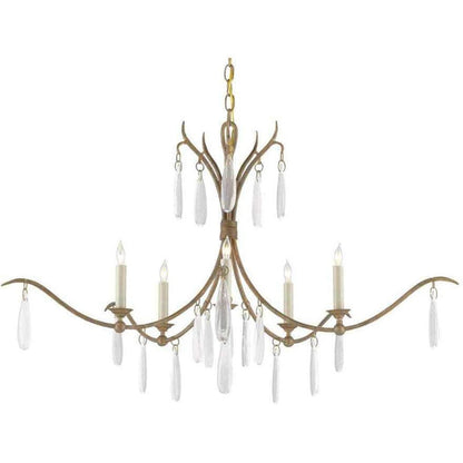 Rustic Gold Faux Rock Crystal Marshallia Small Chandelier Chandeliers Sideboards and Things By Currey & Co